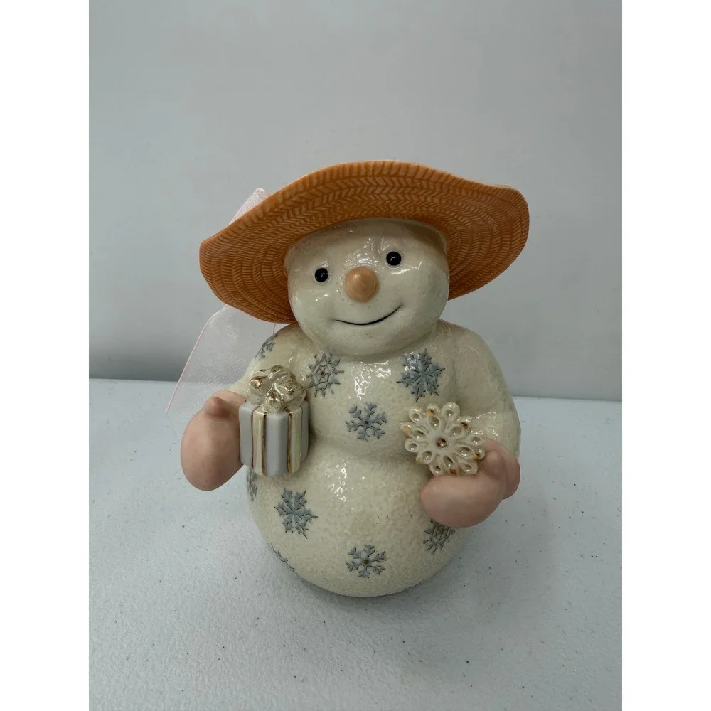 Lenox Lady Snowflake & Jolly Gent Snowman Figurine Set Porcelain Holiday Decor